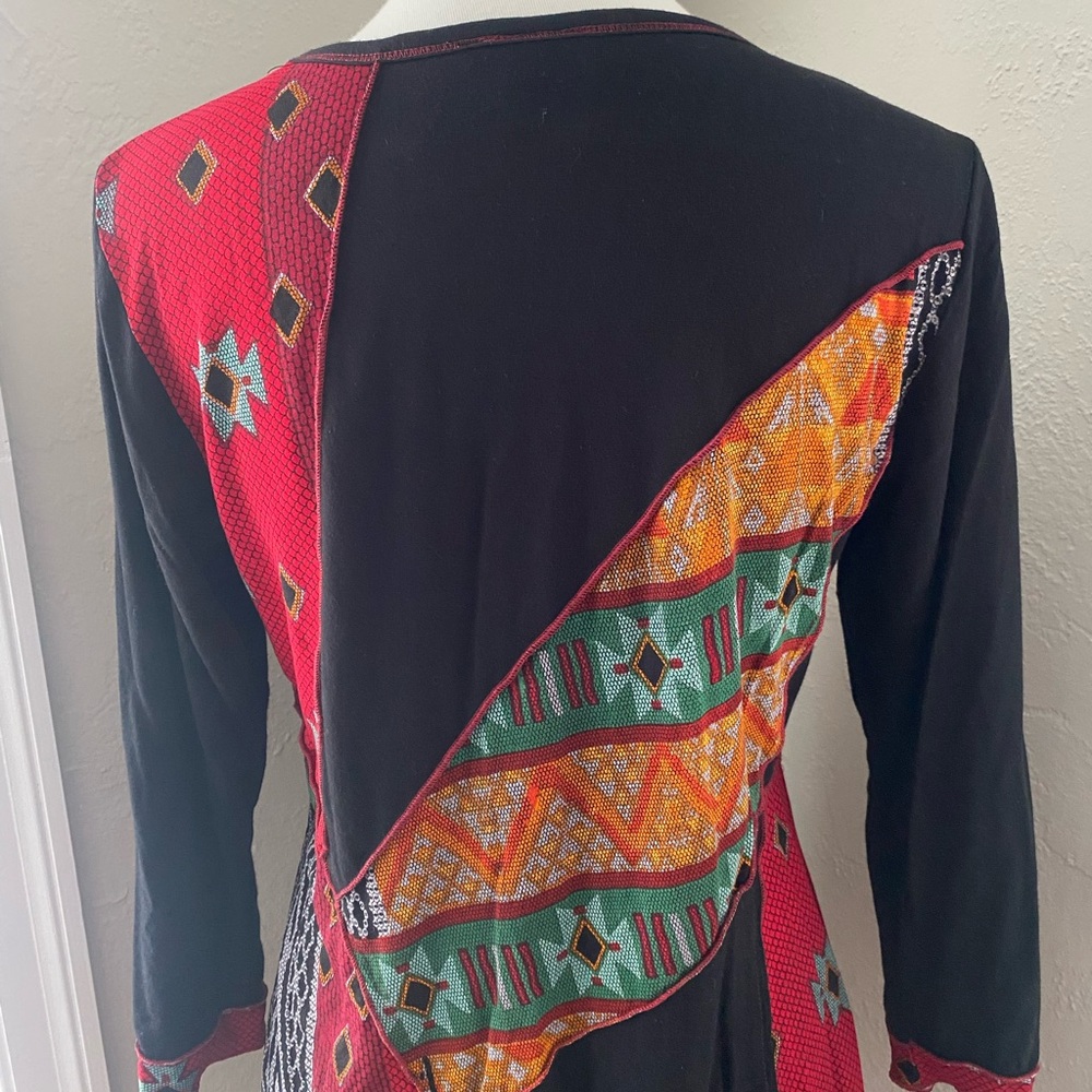 Parsley & Sage Art Retro Asymmetrical Abstract Multicolor 3/4 Sleeve Tunic Top S - Picture 7 of 10